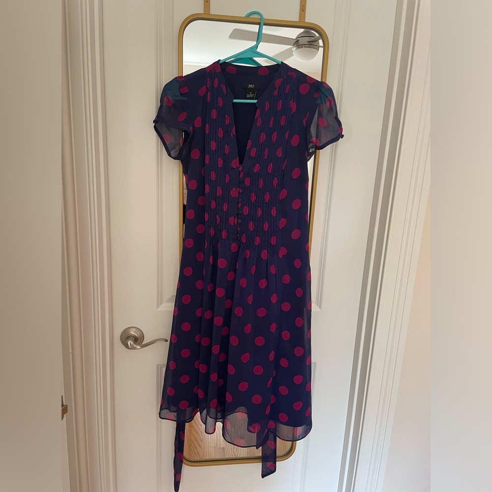 Adorable polka dot dress with self-tie belt. Purchased from ModCloth.com